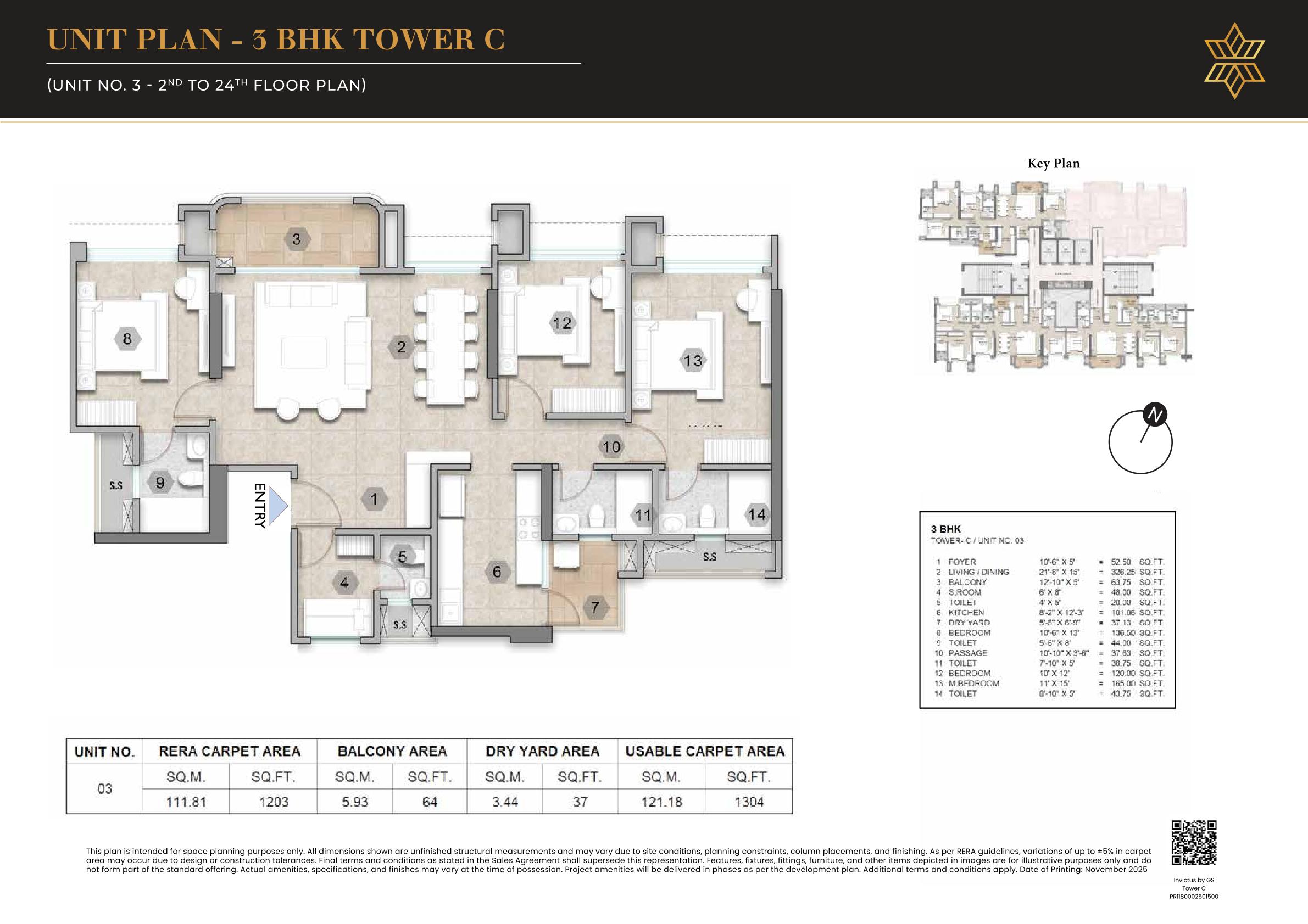 3 BHK Floor Plan